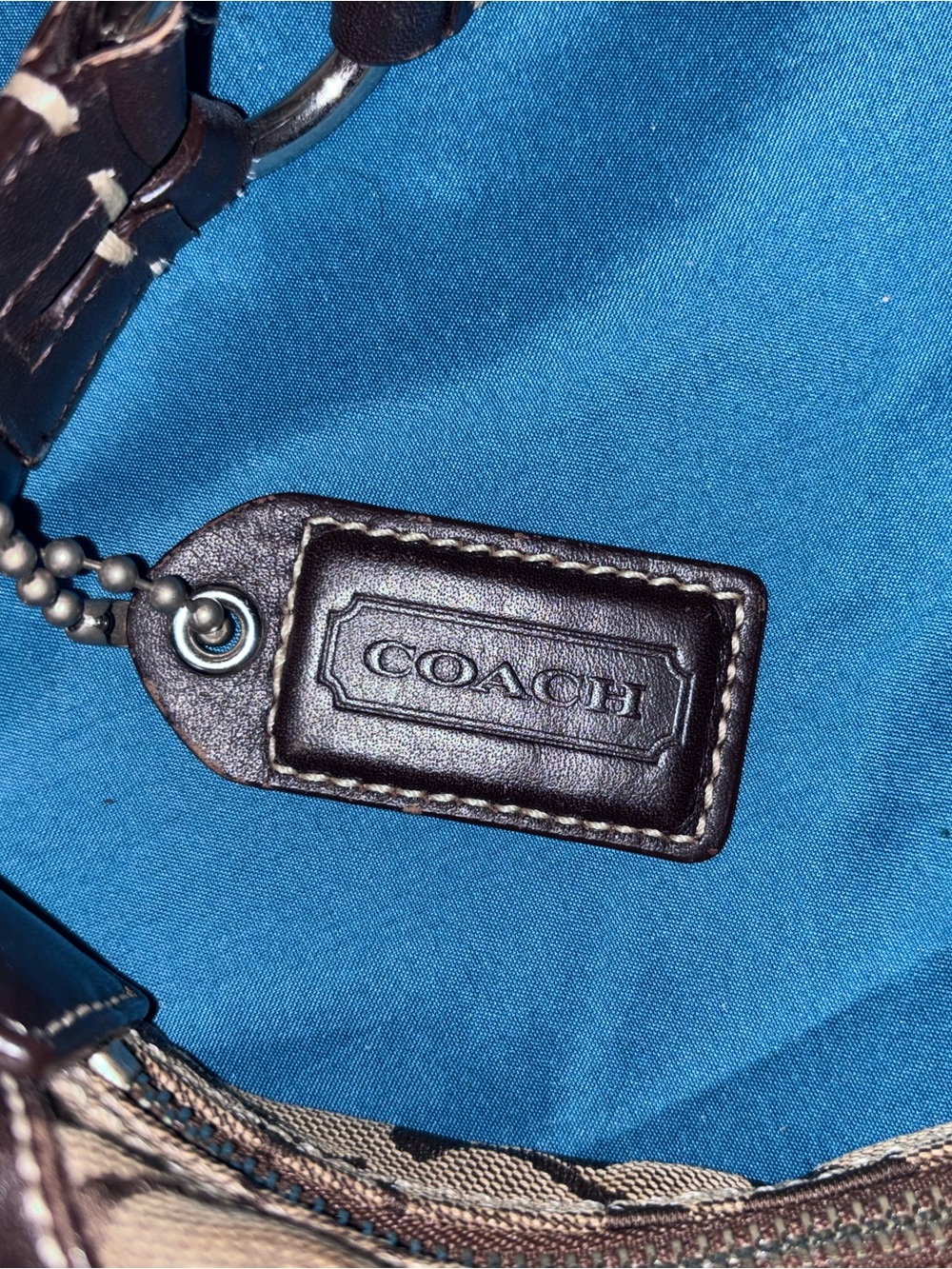 Coach Tan and Dark Brown Signature Jacquard Hobo - Picture 3 of 5